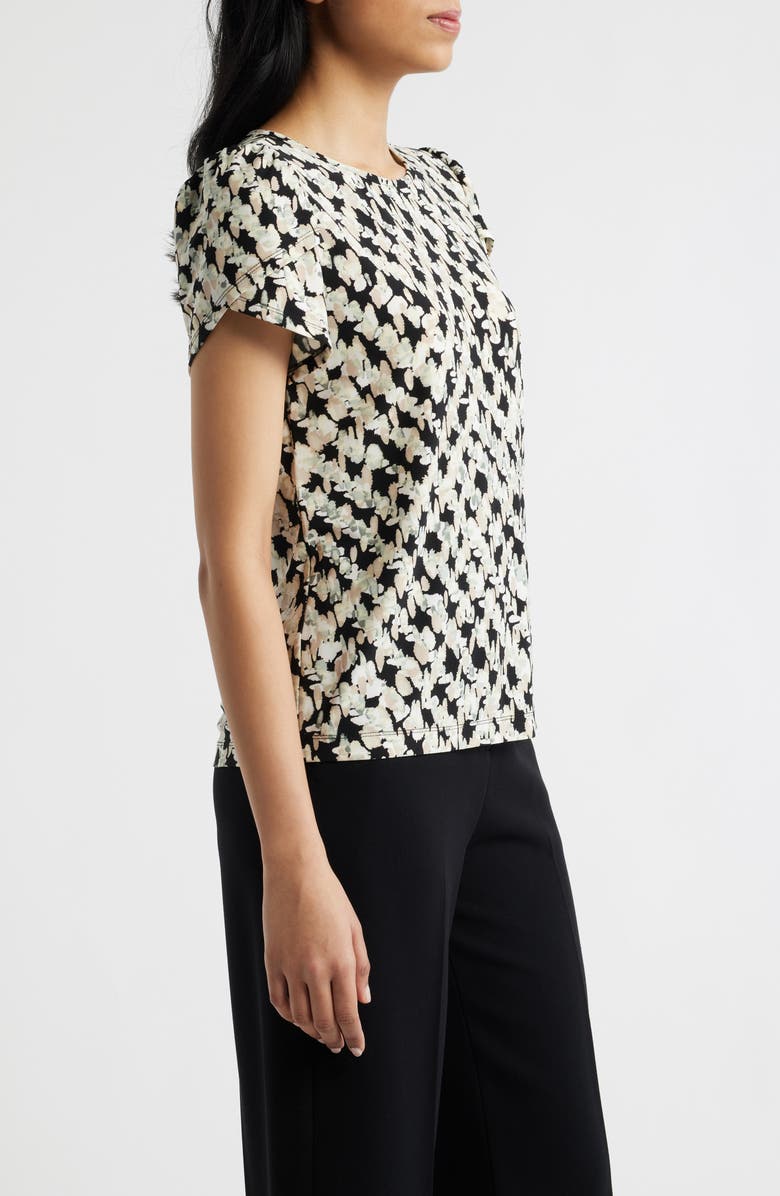 AK ANNE KLEIN Print Tulip Sleeve Top, Alternate, color, Anne Black Multi