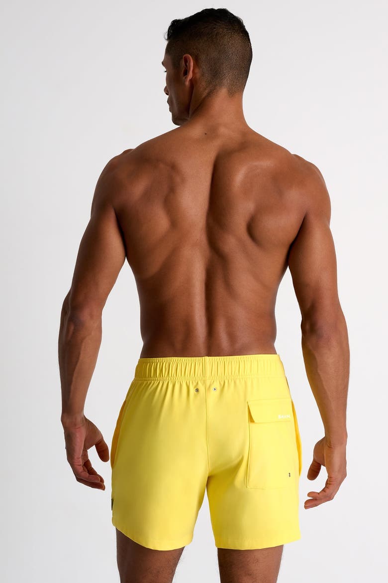 Classic fit stretch swim trunks, Alternate, color, Yellow