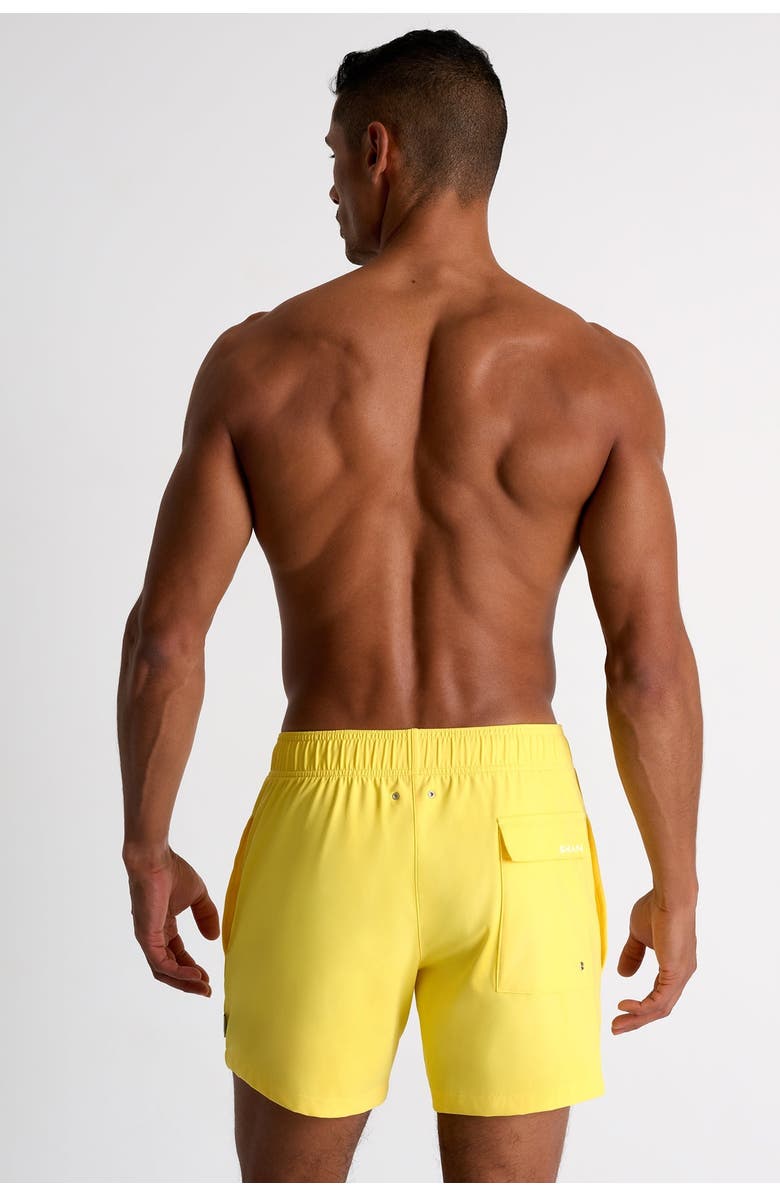 SHAN Classic fit stretch swim trunks, Alternate, color, Yellow