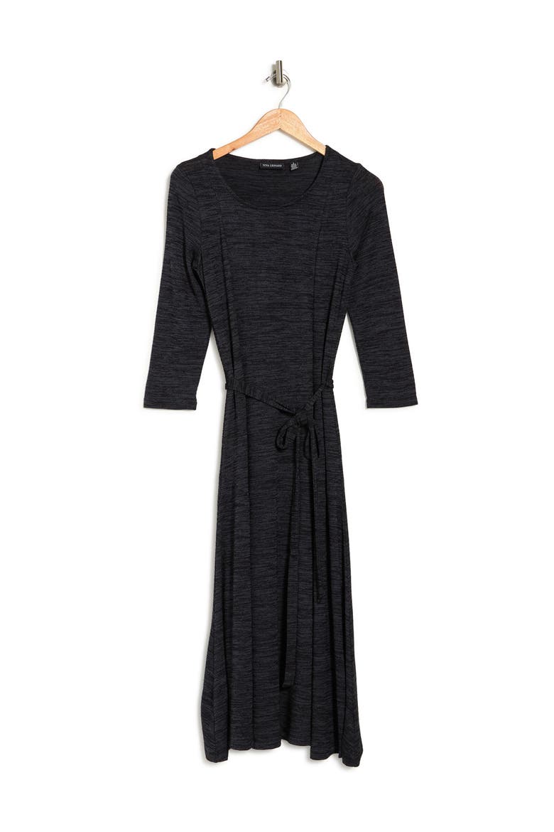 Sylvia 3/4 Sleeve A-Line Midi Dress, Alternate, color, NAVY MELANGE