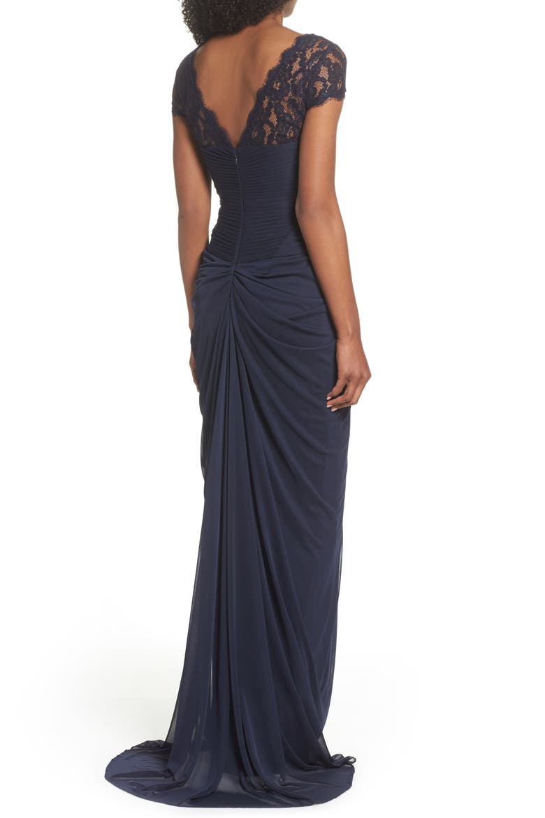 Lace Yoke Drape Gown, Alternate, color, INK