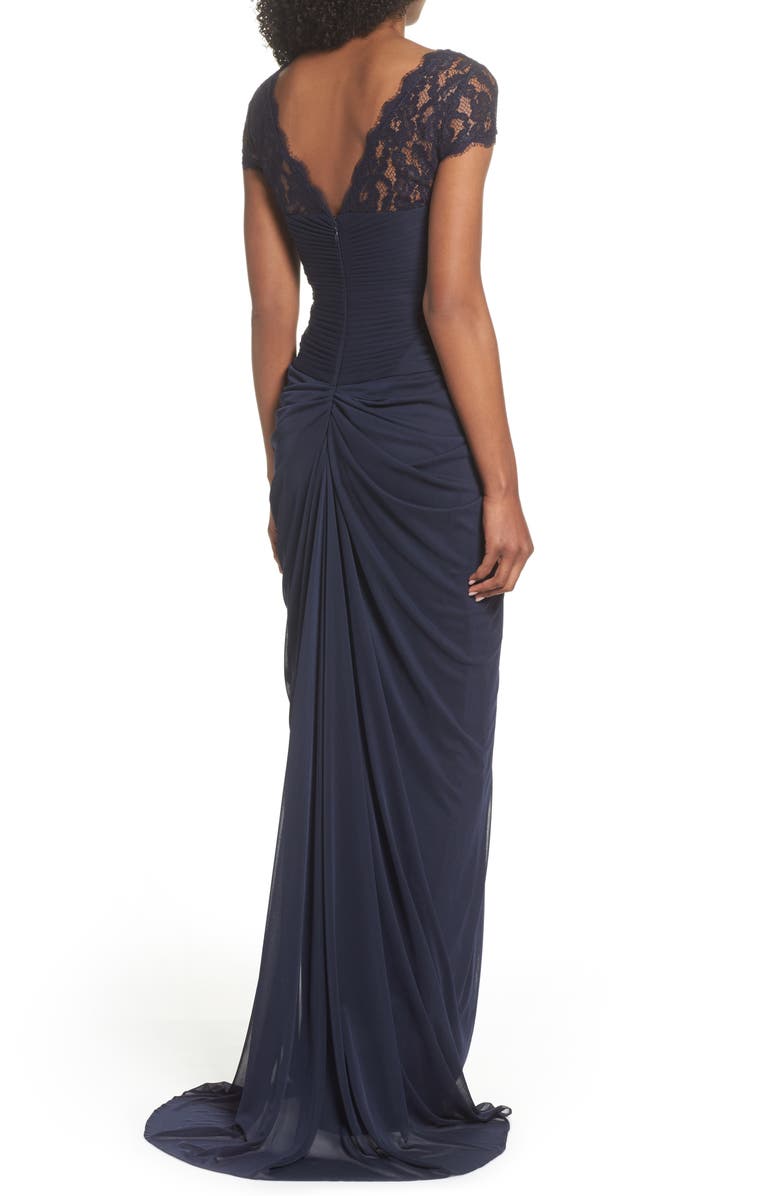 Adrianna Papell Lace Yoke Drape Gown, Alternate, color,