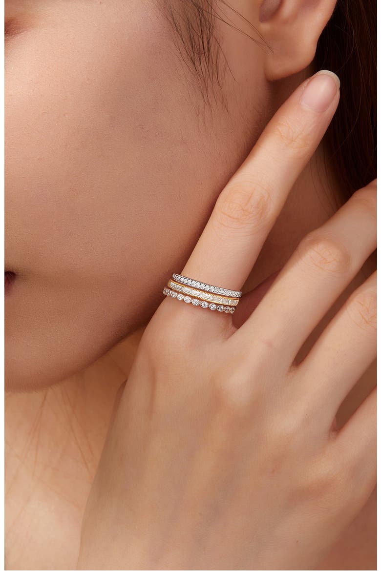 Set of 3 Simulated Diamond Stackable Rings, Alternate, color, GOLD/ SILVER