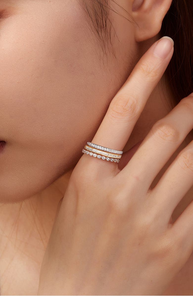 Lafonn Set of 3 Simulated Diamond Stackable Rings, Alternate, color, Gold/ Silver