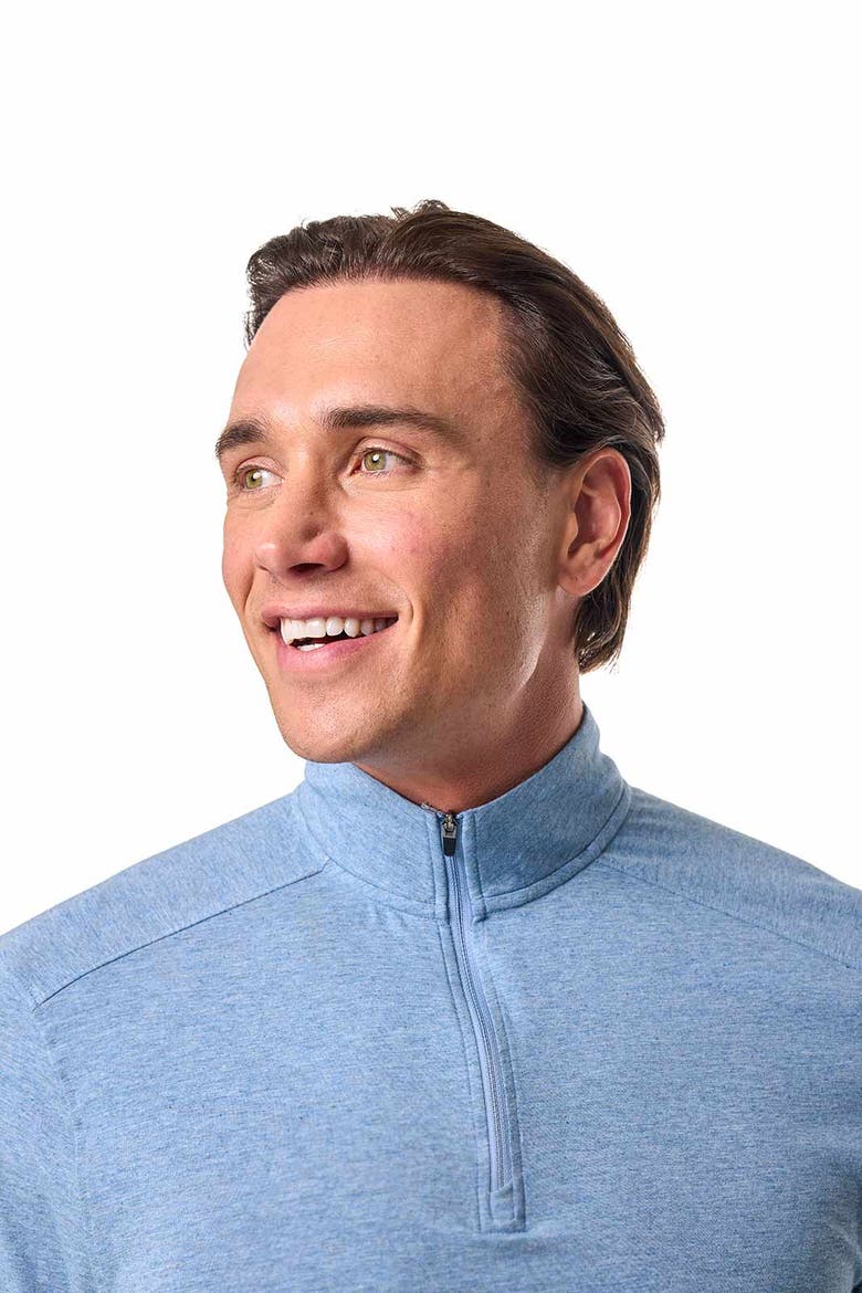 Men's Sonora Quarter-Zip, UPF 50+ Sun Protection, Alternate, color, Light Blue Heather