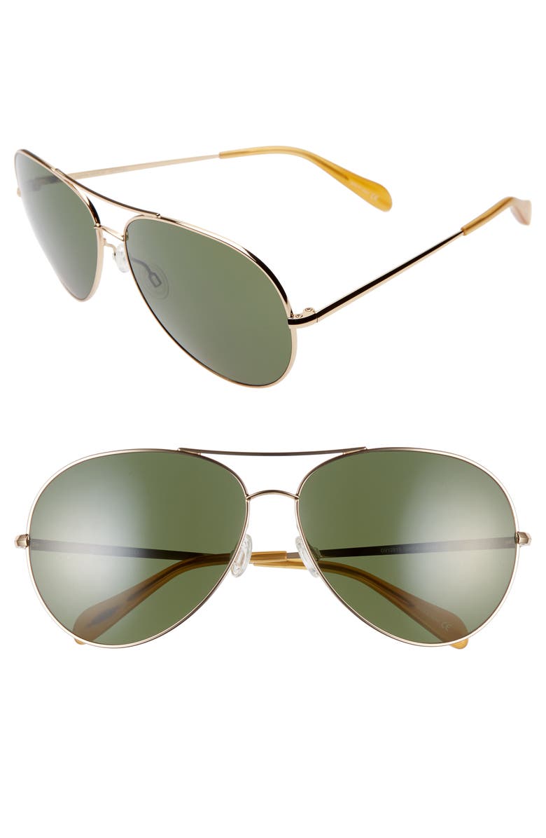 Oliver Peoples Sayer 63mm Oversized Aviator Sunglasses, Main, color, 