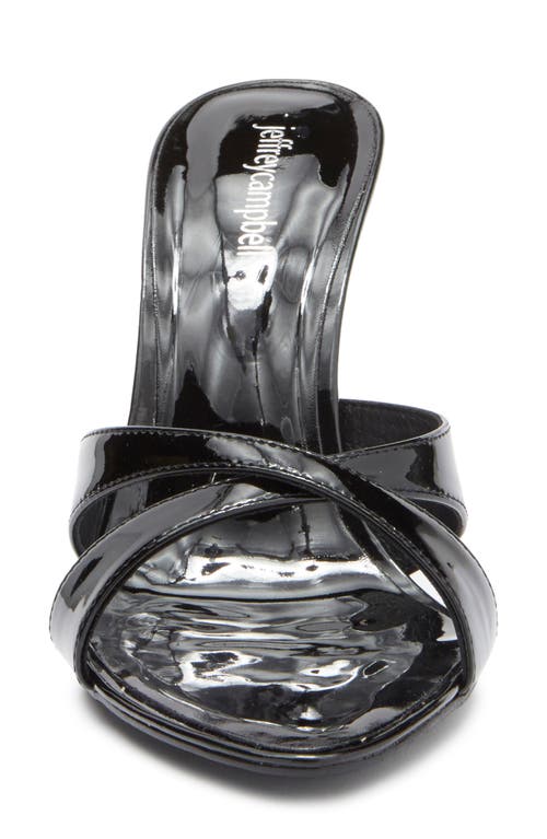 Jeffrey Campbell Symone Pointed Toe Slide Sandal In Black Patent
