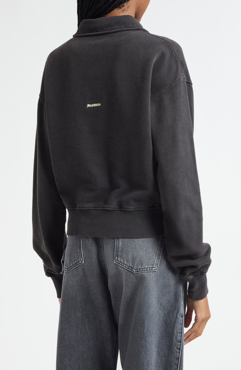 JW Anderson Cotton French Terry Polo Sweatshirt, Alternate, color, Washed Black