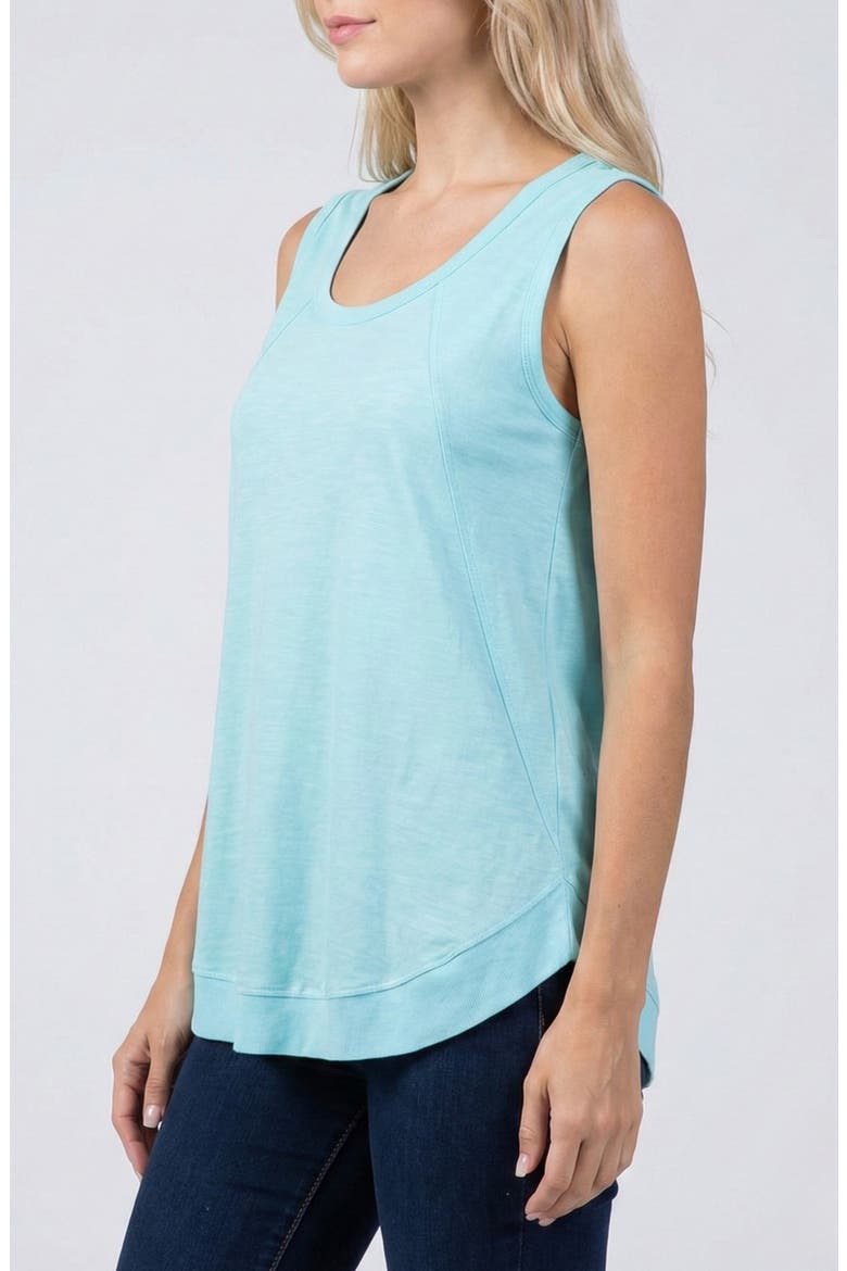 Curve Hem Cotton Tank, Alternate, color, AQUA
