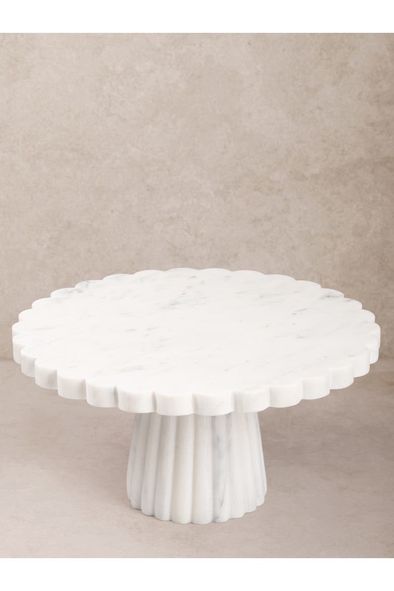 Bobby White Marble Cake Stand, Main, color, Ivory White
