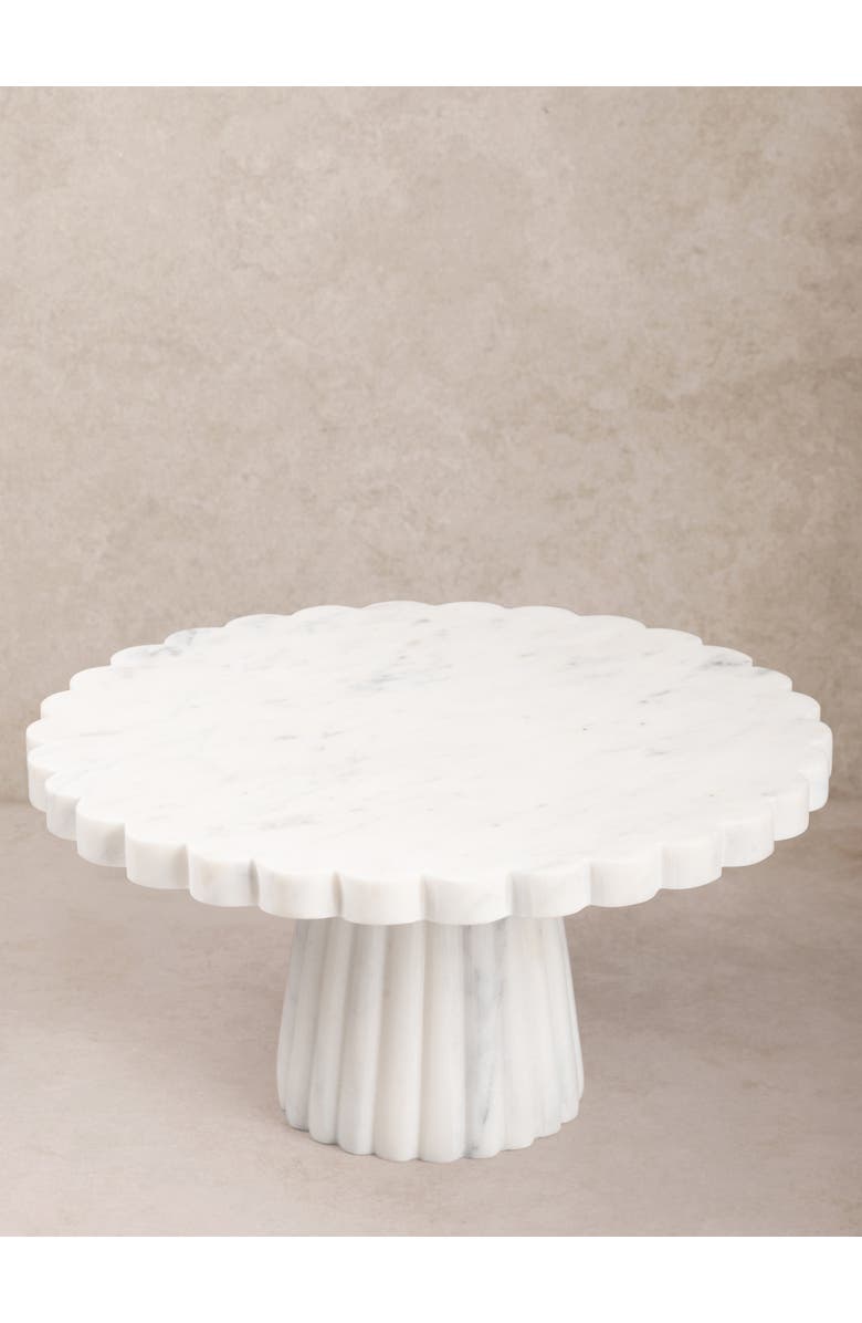GAURI KOHLI Bobby White Marble Cake Stand, Main, color,