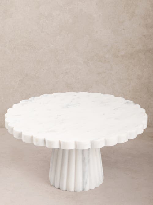 Gauri Kohli Bobby White Marble Cake Stand In White