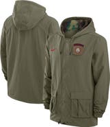 Nike Men's Nike Olive Ohio State Buckeyes 2024 Military Appreciation Full-Snap Hoodie Military Jacket