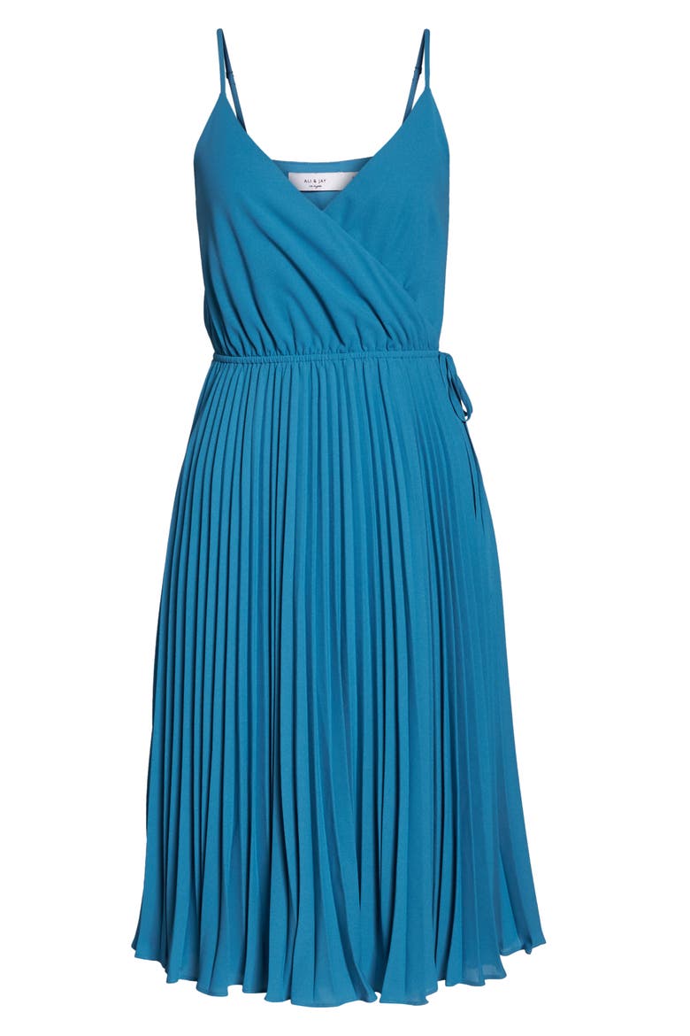 Lily Pond Faux Wrap Dress, Alternate, color, ROBINS EGG BLUE