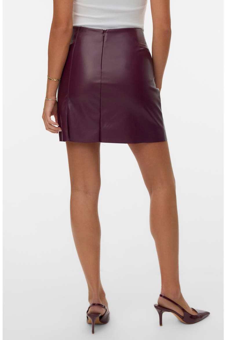 Nelly High Waist Faux Leather Miniskirt, Alternate, color, WINETASTING