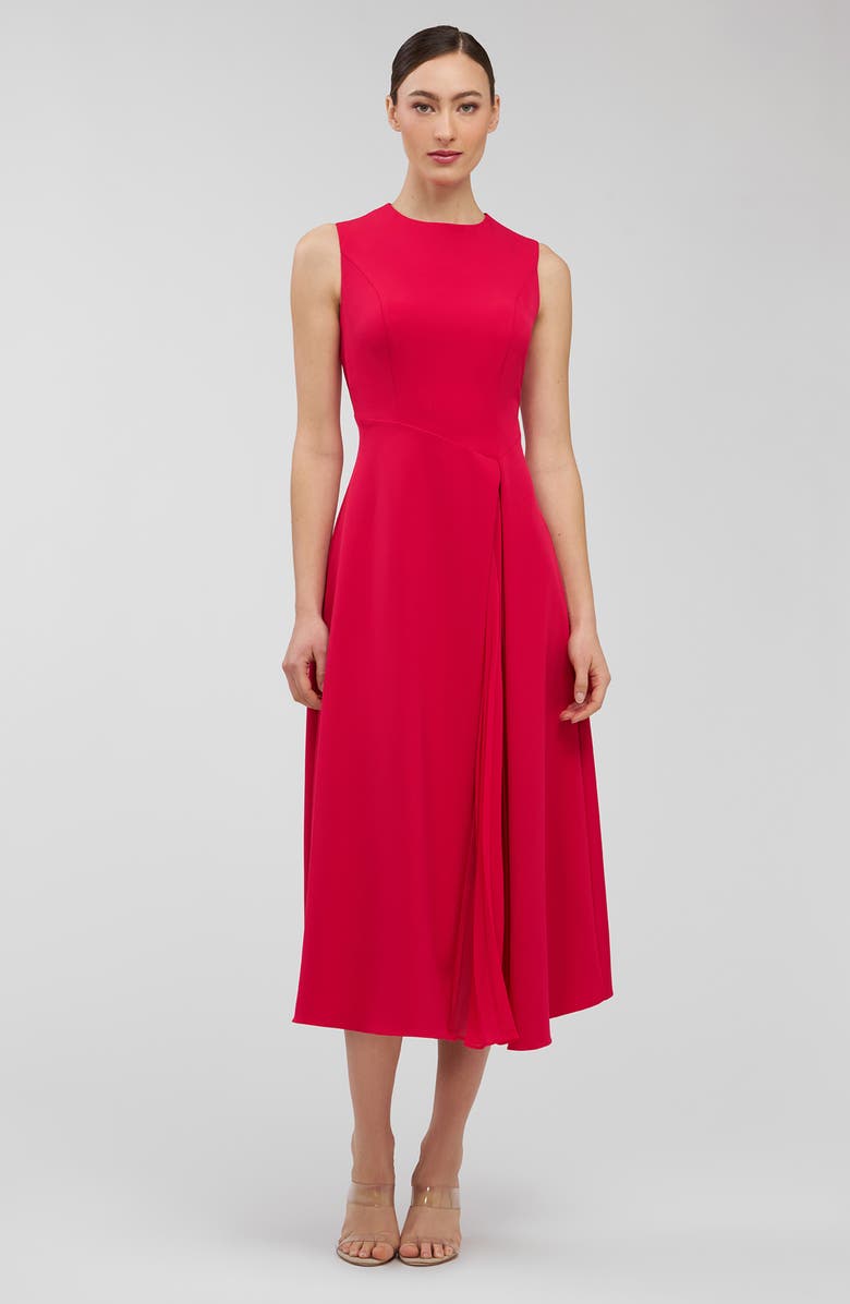 Kay Unger Elliot Chiffon Pleat Detail Cocktail Dress, Alternate, color, Lipstick