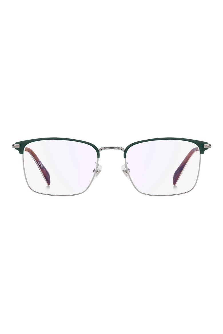54mm Rectangular Optical Glasses, Main, color, MATTE GREEN RUTHENIUM/ BLUE SP