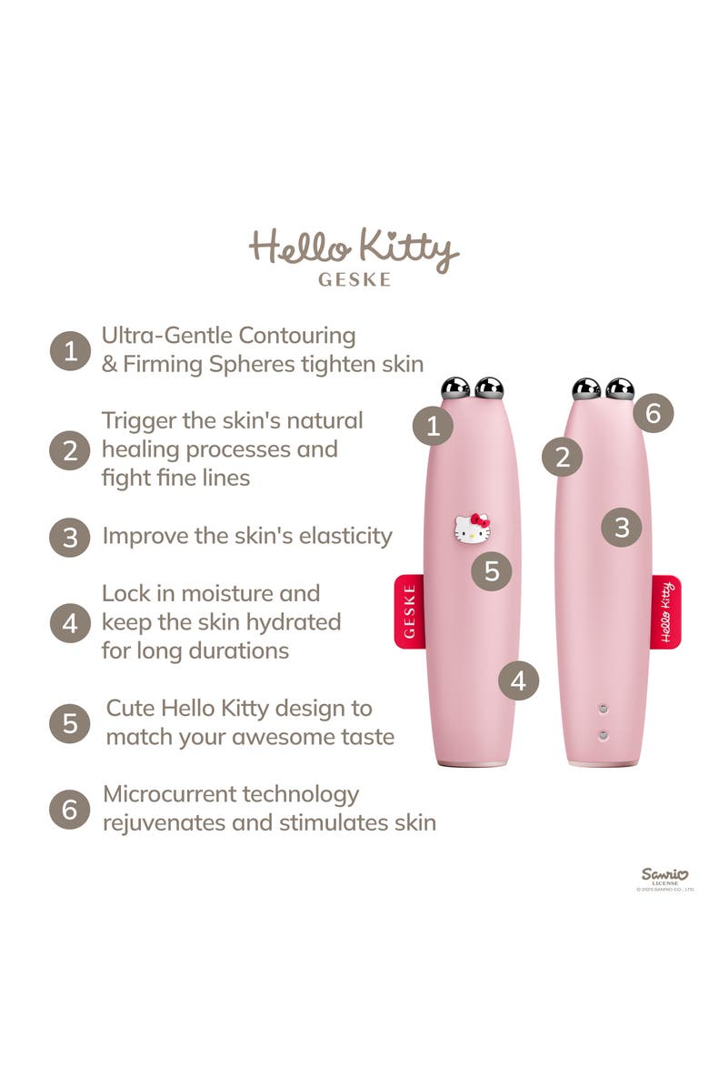 GESKE Hello Kitty SmartAppGuided MicroCurrent Face-Lift Pen | 6 in 1, Alternate, color, Hello Kitty Pink