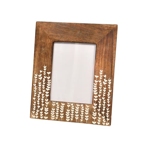 5X7 Rustic Photo Frame with Leaf Design,