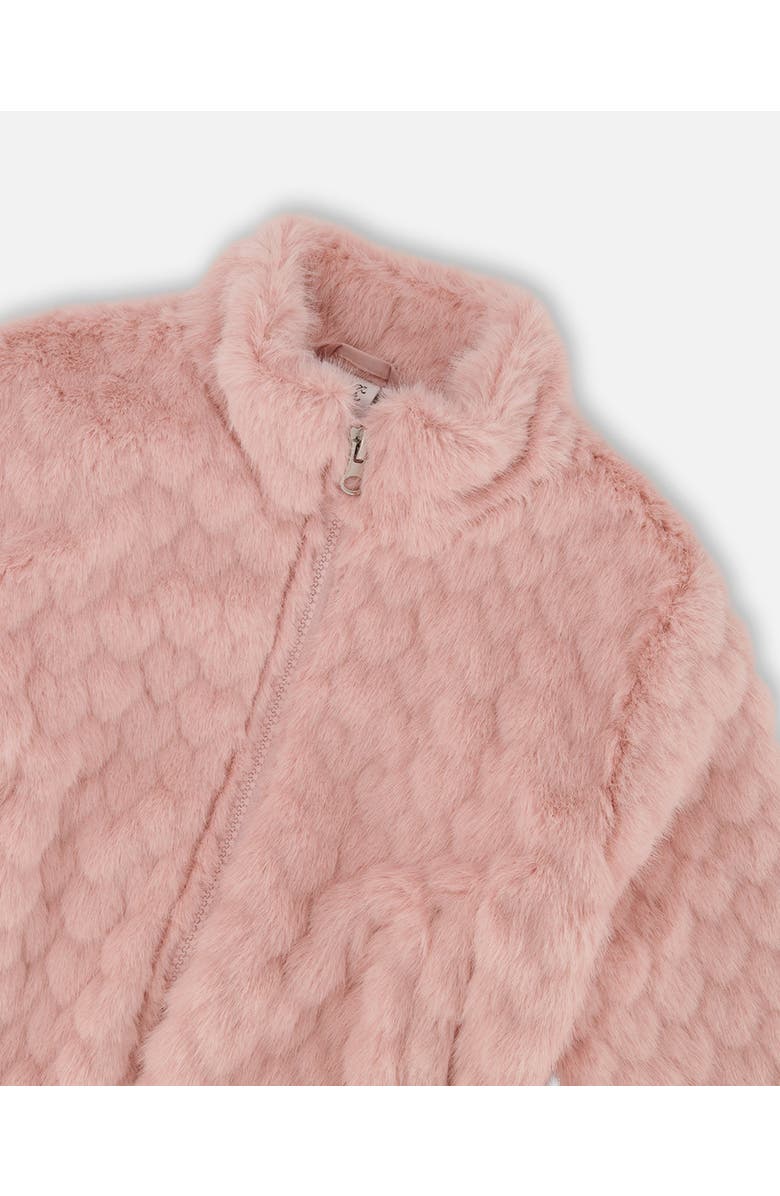 Deux par Deux Faux Fur Jacquard Jacket, Alternate, color, Dusty Pink