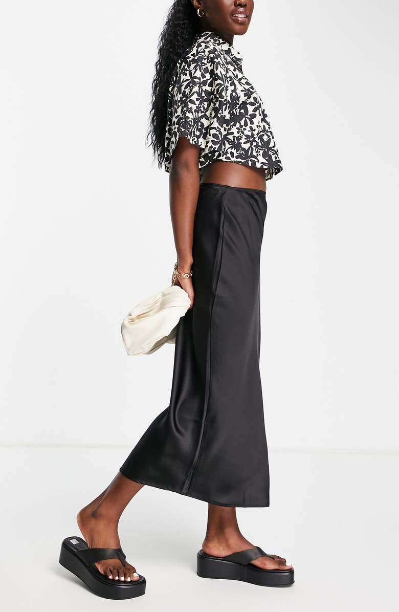 Topshop Bias Cut Satin Midi Skirt, Alternate, color,