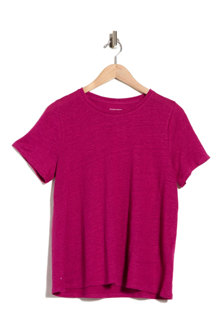 Organic Linen Crewneck T-Shirt, Alternate, color, SANGRIA
