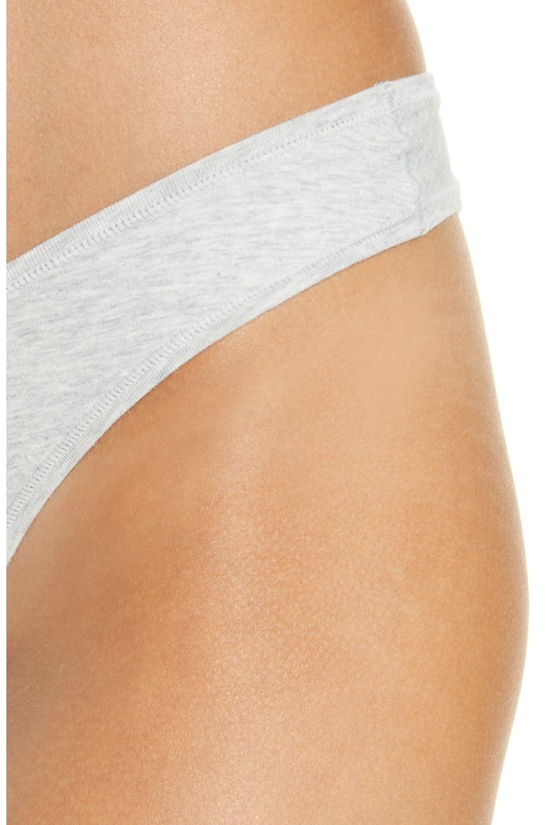 Cotton Stretch Jersey Dipped Thong, Alternate, color, LIGHT HEATHER GREY