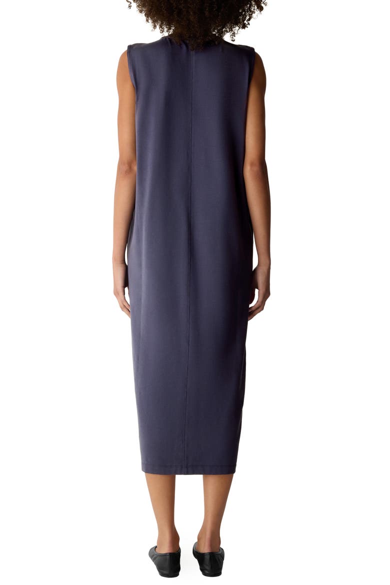Crew Neck Front Slit Midi Dress, Alternate, color, INK