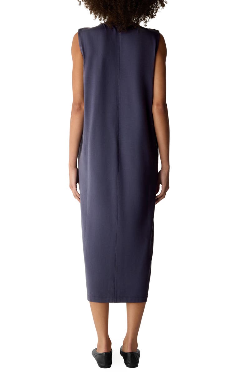Eileen Fisher Crew Neck Front Slit Midi Dress, Alternate, color, Ink