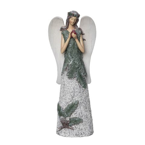 Multicolored Christmas Woodland Angel with Bird