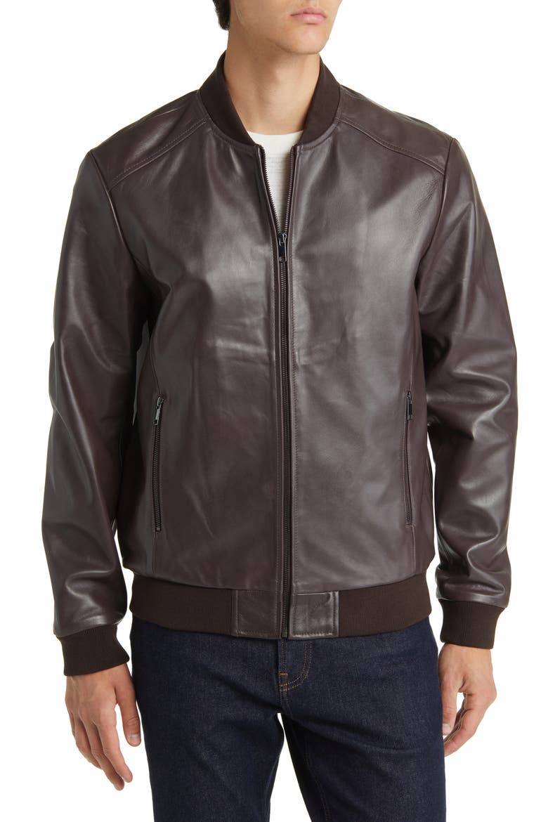 Leather Bomber Jacket, Alternate, color, BROWN MOLE