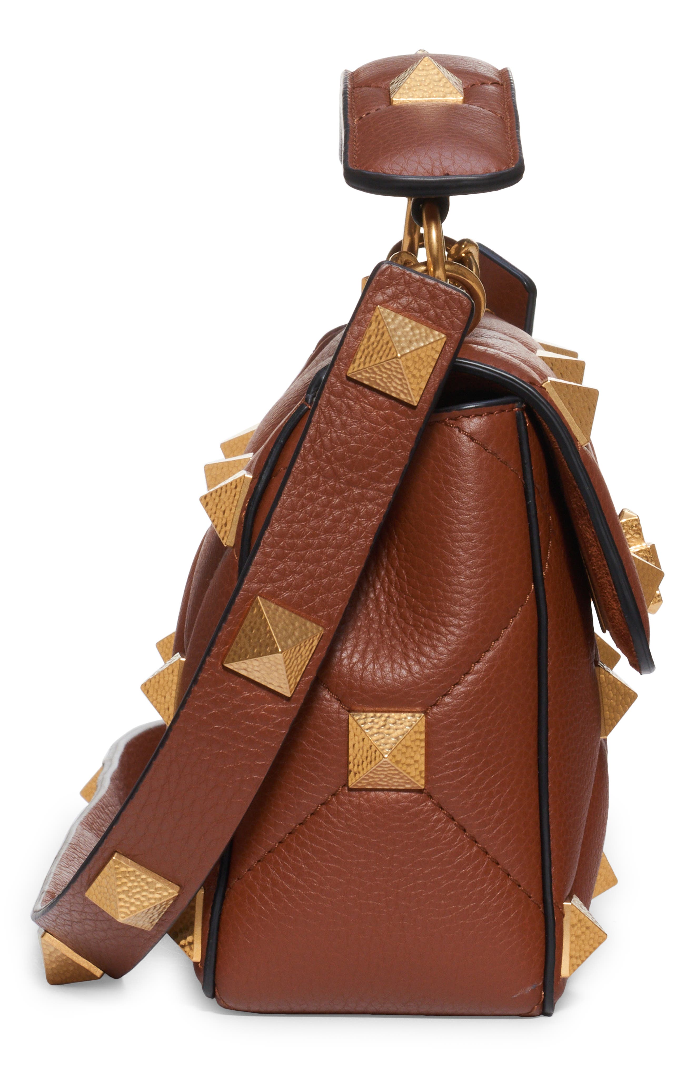 Valentino Garavani Medium Roman Stud Matelassé Leather Shoulder Bag, Alternate, color, 