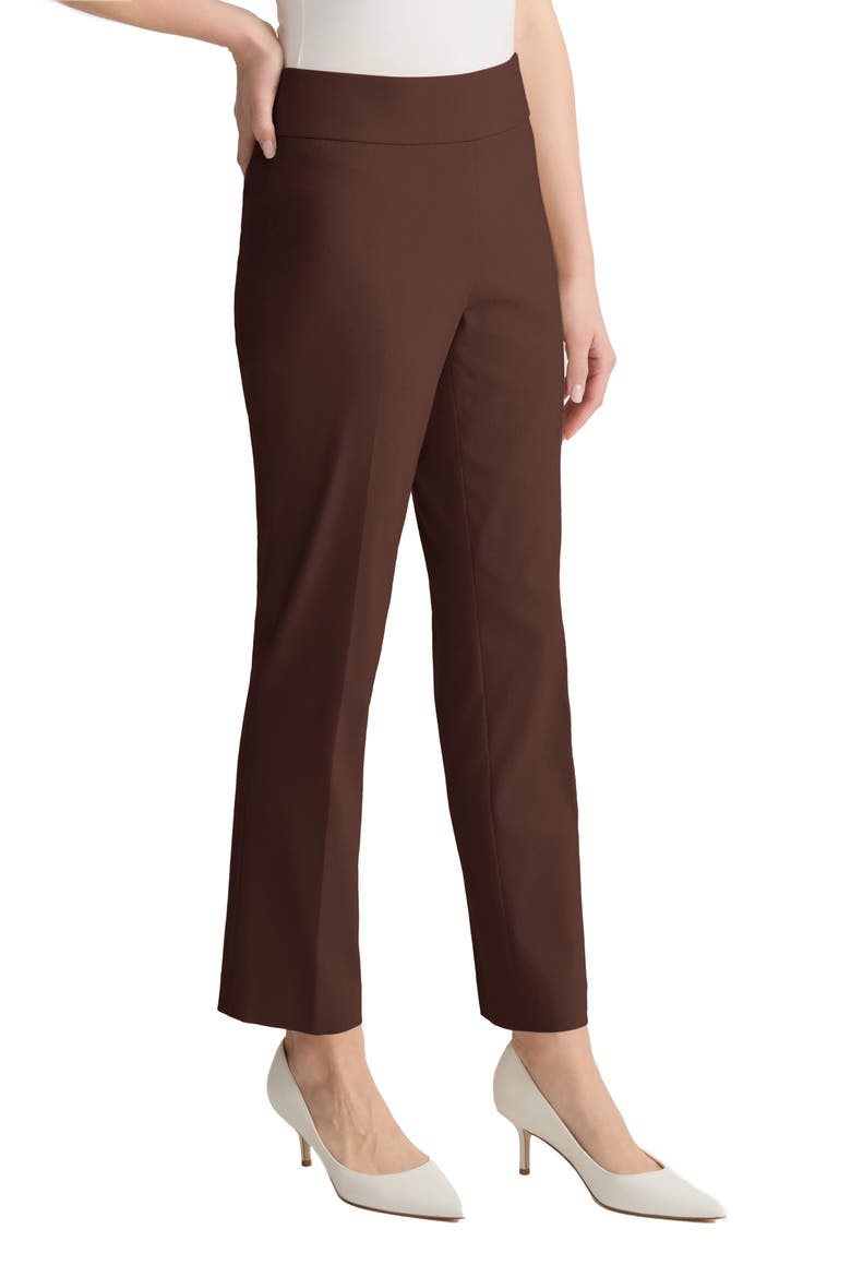 Pull-On Straight Leg Ankle Pants, Alternate, color, FUDGE