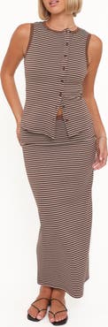 Petal & Pup Adeline Stripe Button-Up Top & Maxi Skirt Set