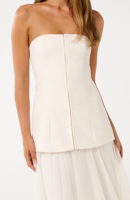 Ever New Mixed Media Strapless Dress In White