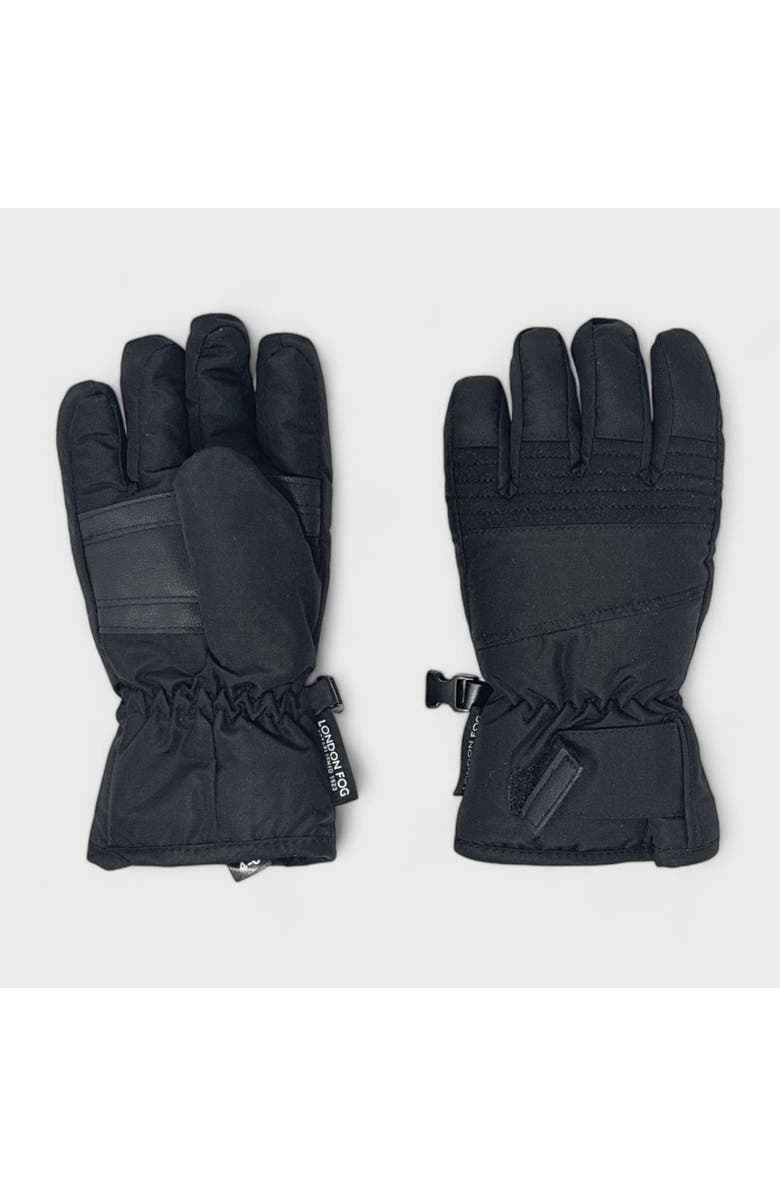 London Fog Boy's Ski Gloves with Velcro Closure, Main, color, Black