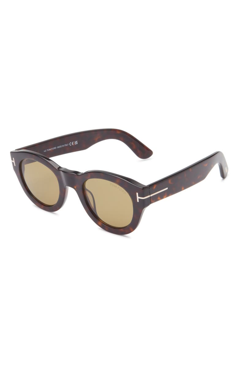TOM FORD Lucinda 48mm Round Sunglasses, Alternate, color, Dark Havana / Green