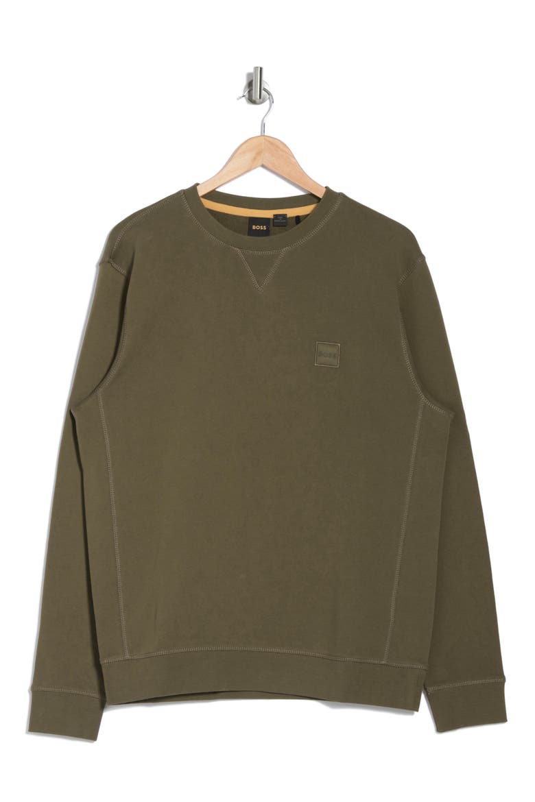 Westart Cotton Crewneck Sweatshirt, Alternate, color, DARK GREEN