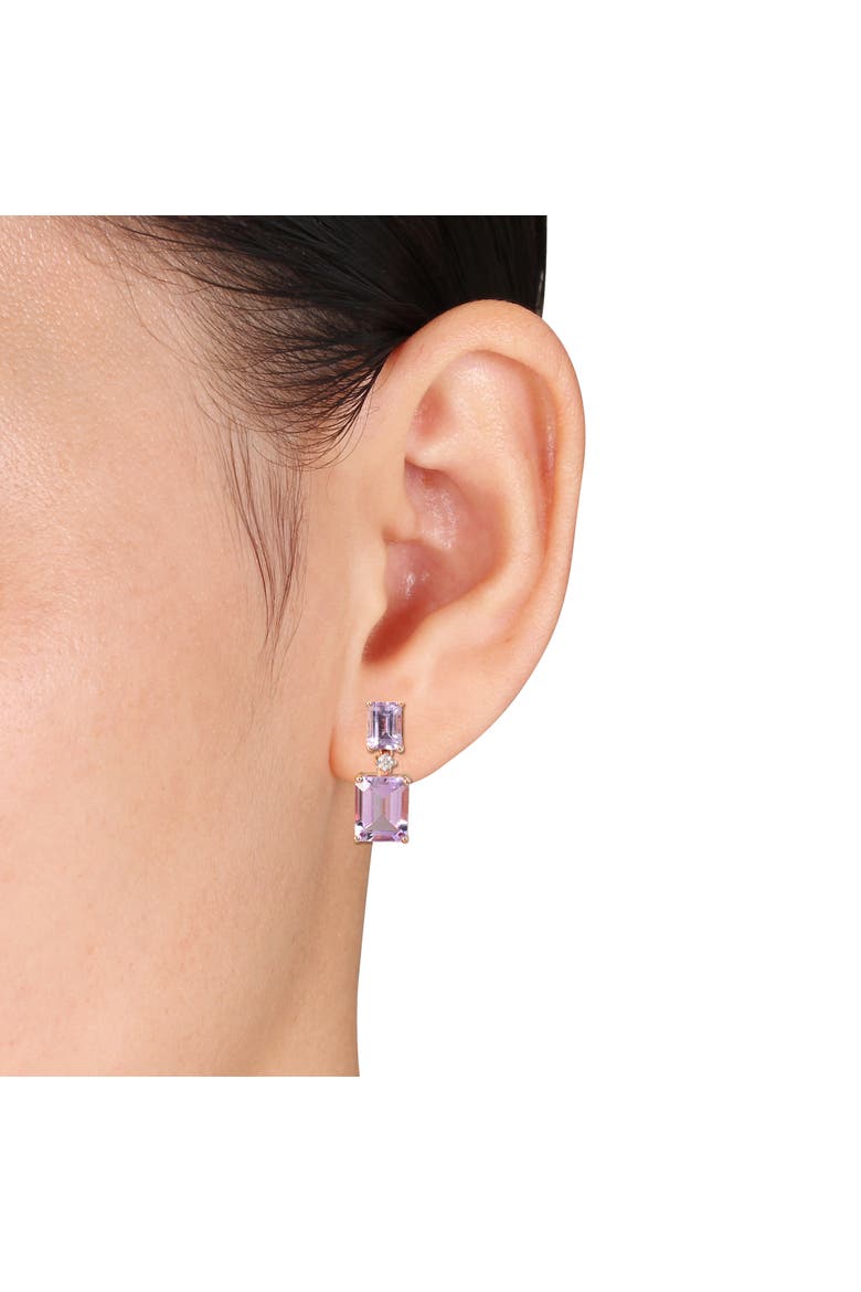 Gemstone & Diamond Drop Earrings 10k, Alternate, color, Rose de France