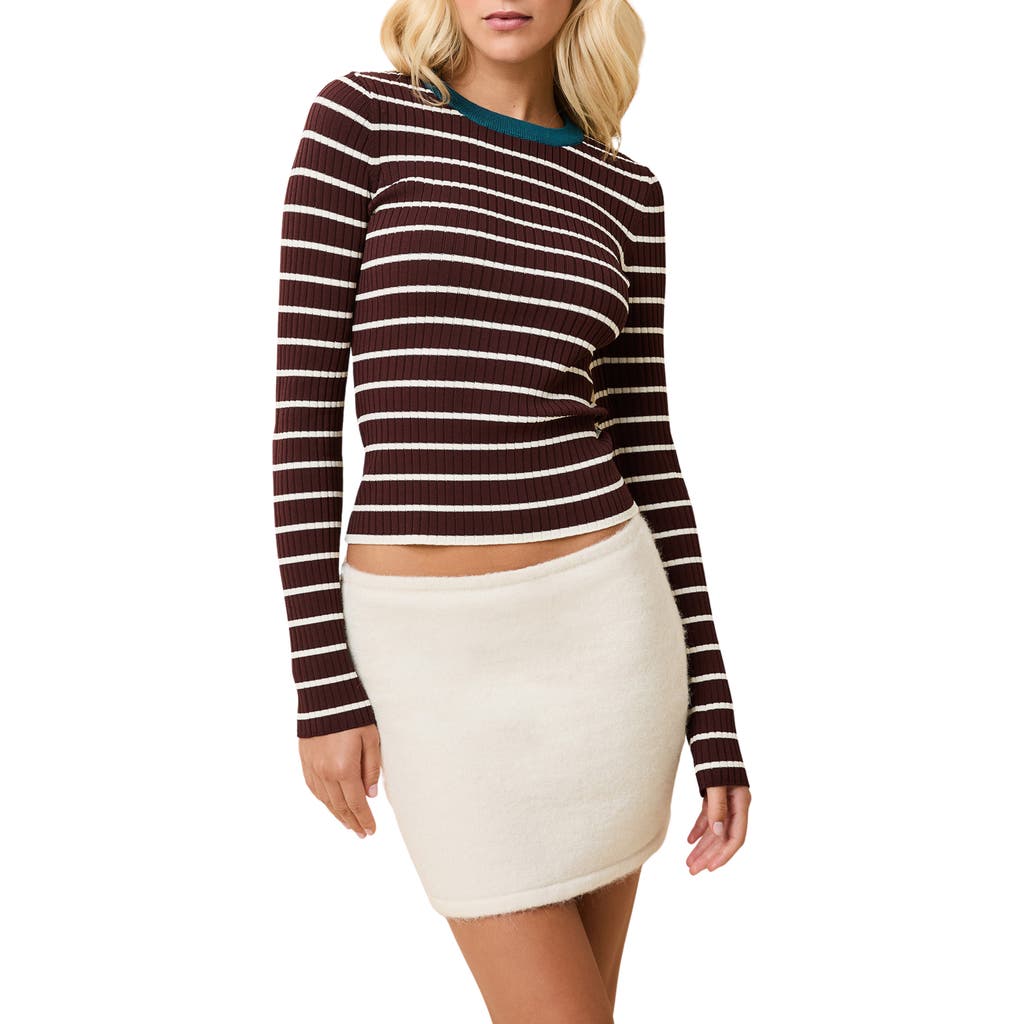 Solid & Striped Dora Rib Crop Top In Brown