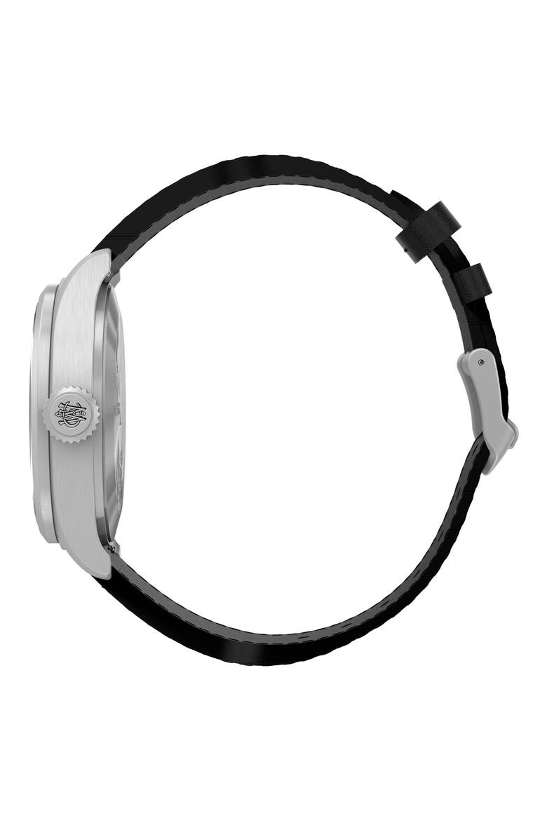 Waterbury Ace41mm Leather Strap Watch, Alternate, color, BLACK/ SILVER-TONE