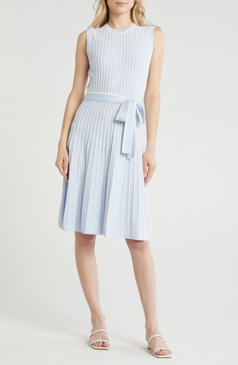 Pinstripe Knit Midi Dress