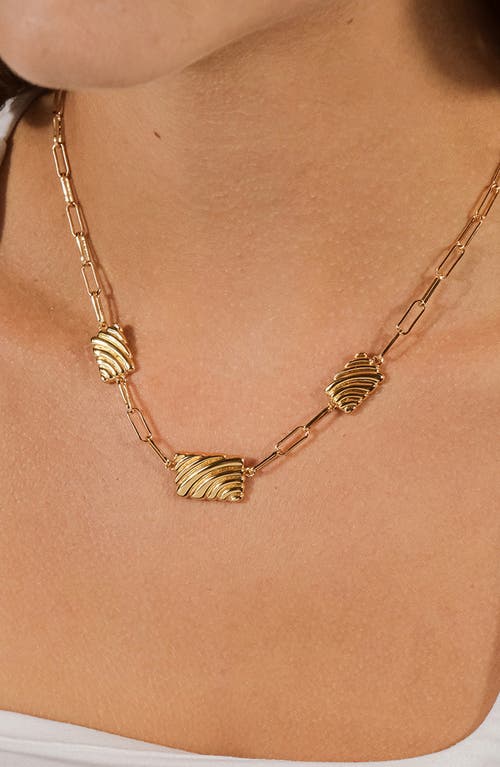 Sterling Forever Hayde Triple Textured Charm Necklace In Gold