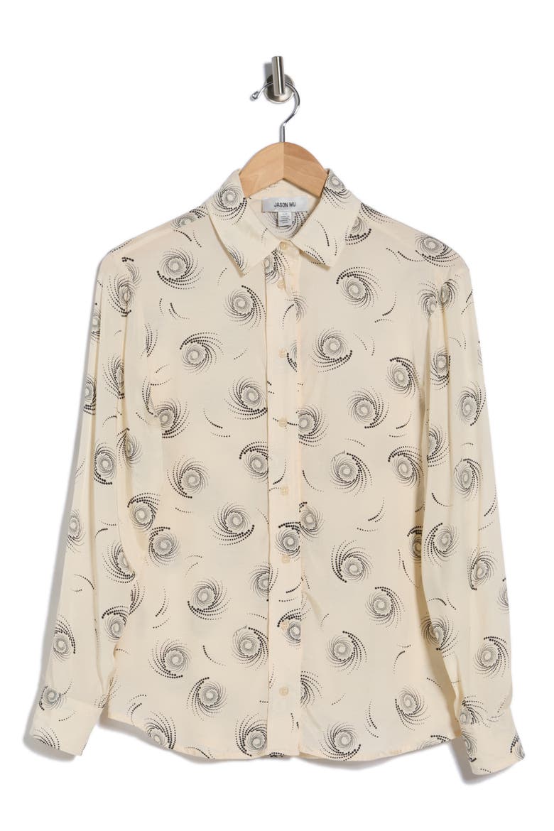 Swirl Twill Button-Up Shirt, Alternate, color, BEIGE GROUND/ BLACK SWIRLS