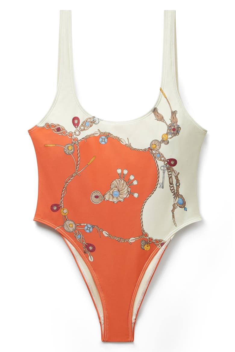 Stolen Jewels One-Piece Swimsuit, Alternate, color, ORANGE WHITE GOLD