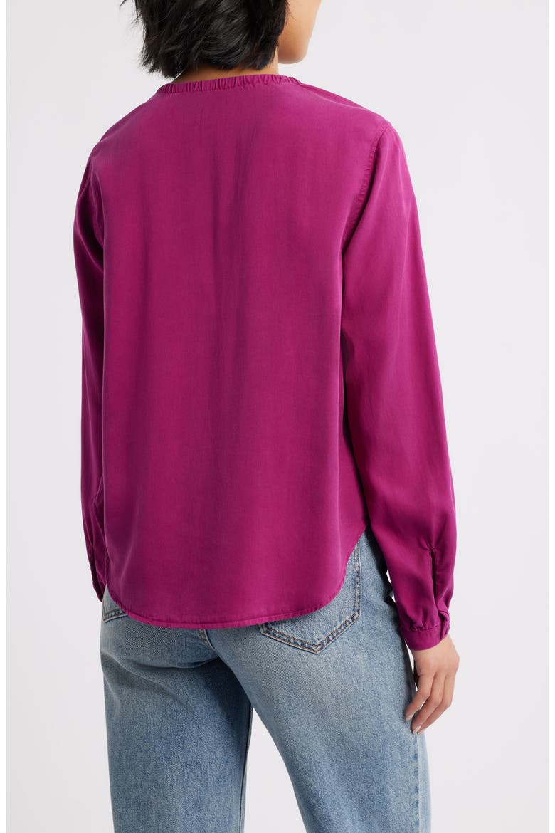 Gathered Button-Up Shirt, Alternate, color, FUSHIA