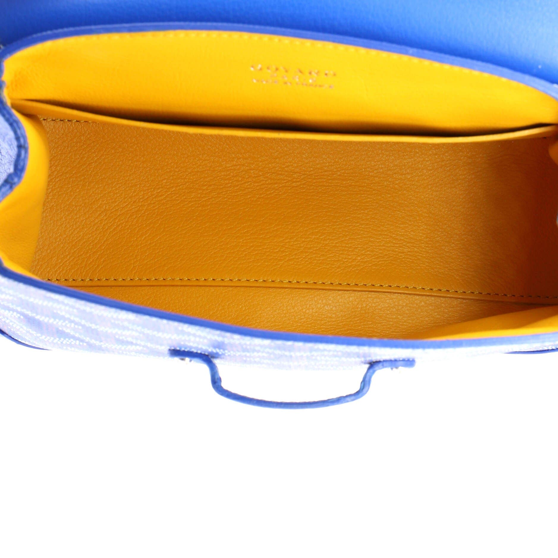 Pre-Owned Goyard Saigon Top Handle Bag Coated Canvas with Leather Mini, Alternate, color, Blue