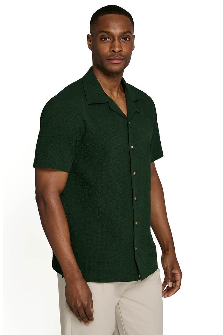 Solid Myrtle Short Sleeve Seersucker Camp Shirt, Alternate, color, GREEN