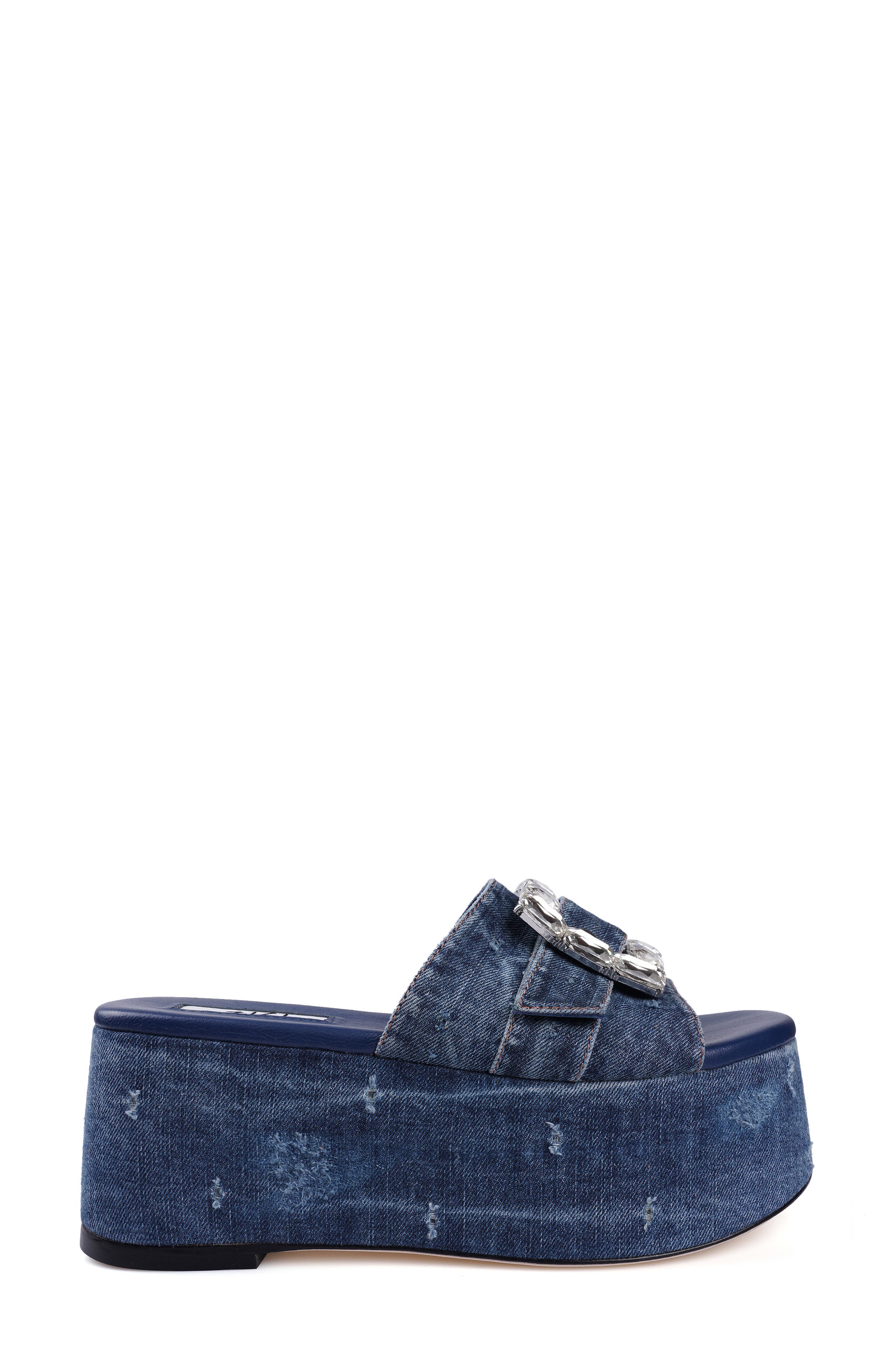 Alena Platform Wedge Slide Sandal, Alternate, color, BLUE