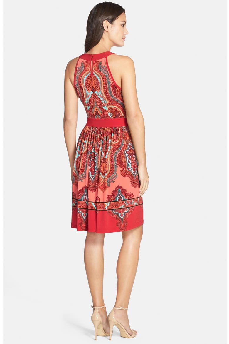 Paisley Fit & Flare Dress, Alternate, color, PINK MULTI